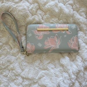 Steve Madden Gray and Pink Floral Wristlet